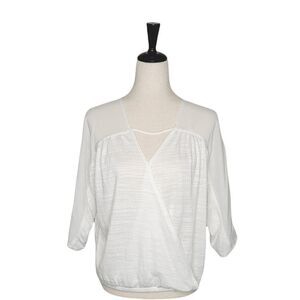 a.n.a. White Surplice 3/4 Sleeve Blouse